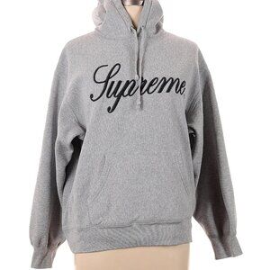 EUC supreme grey pull over hoodie size small